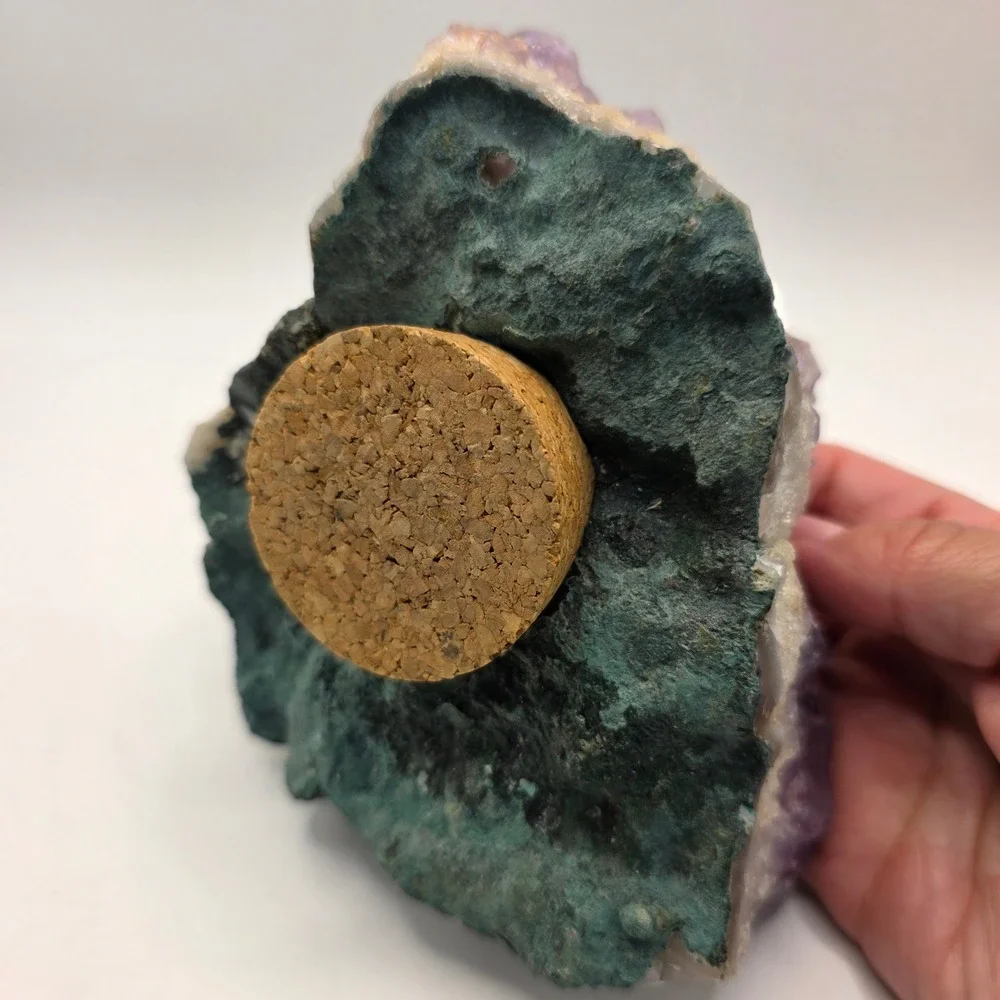 Amethyst Cluster Tea Light Candle Holder Natural Purple Geode Crystal Heart